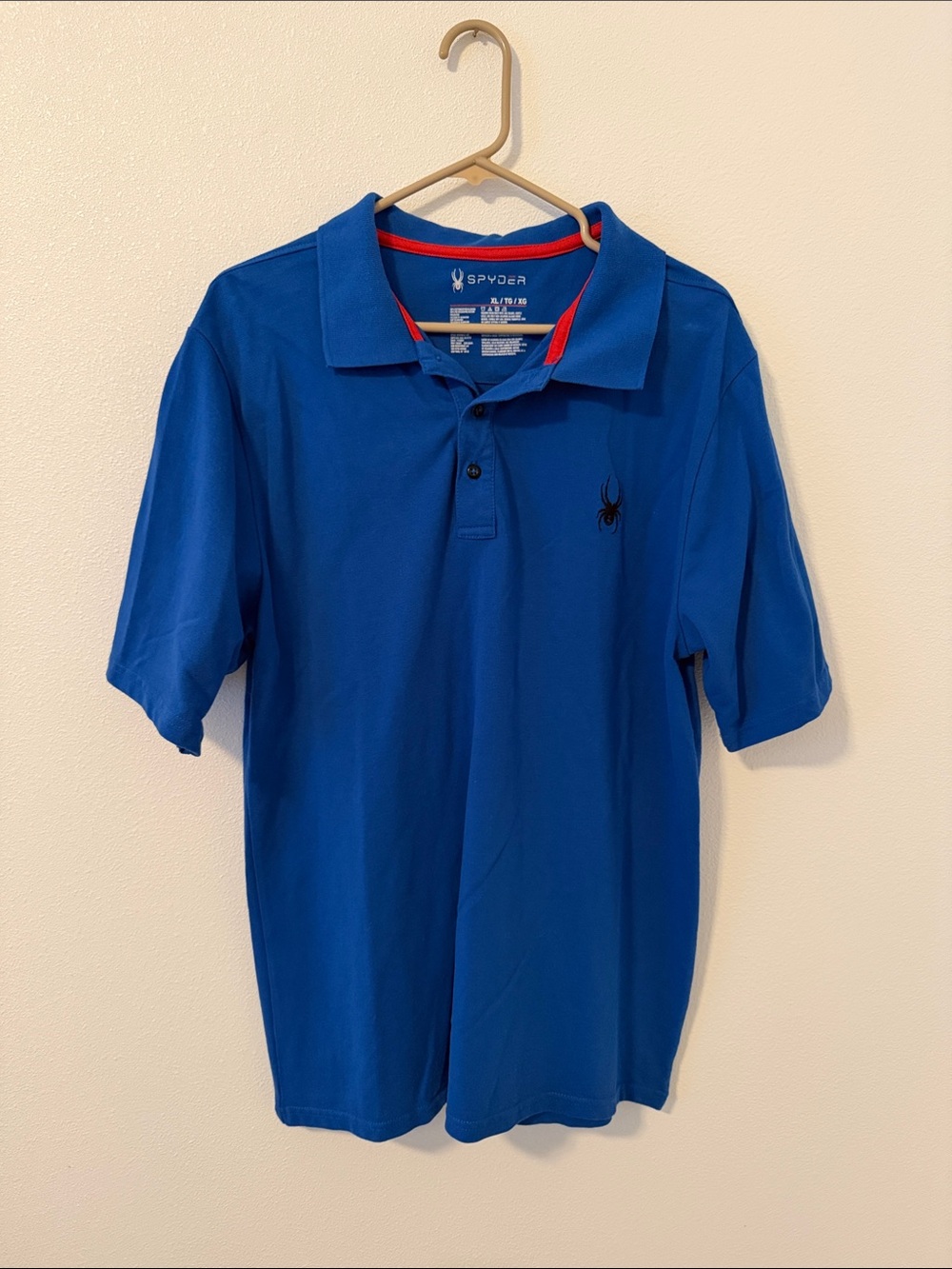 Spyder Blue Polo with Black Logo and Red Accent